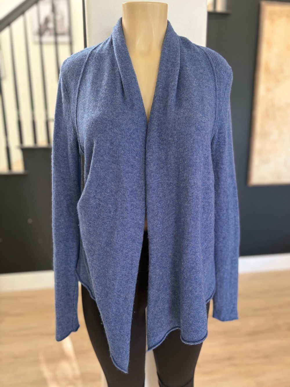 Cynthia Rowley cashmere Cozy Open-Front Blue Women's Sweater Cardigan